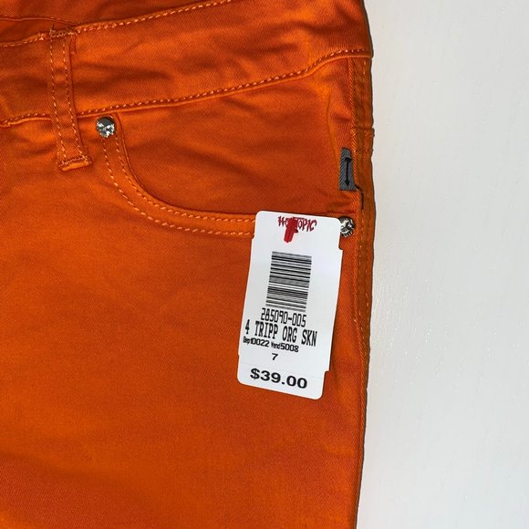 *Clearance* NWOT Hot Topic Tripp NYC Orange Skinny Jeans Junior Size 7 - Picture 3 of 5